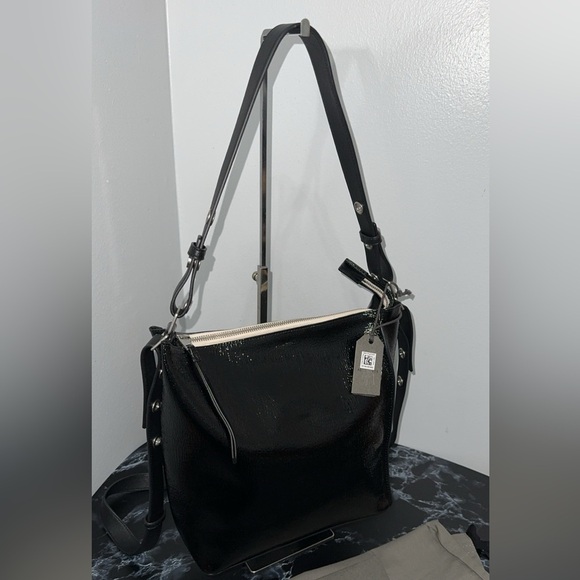All Saints Handbags - ALLSAINTS Kita Leather Convertible Crossbody Bag Black Shine AUTHENTIC NWT